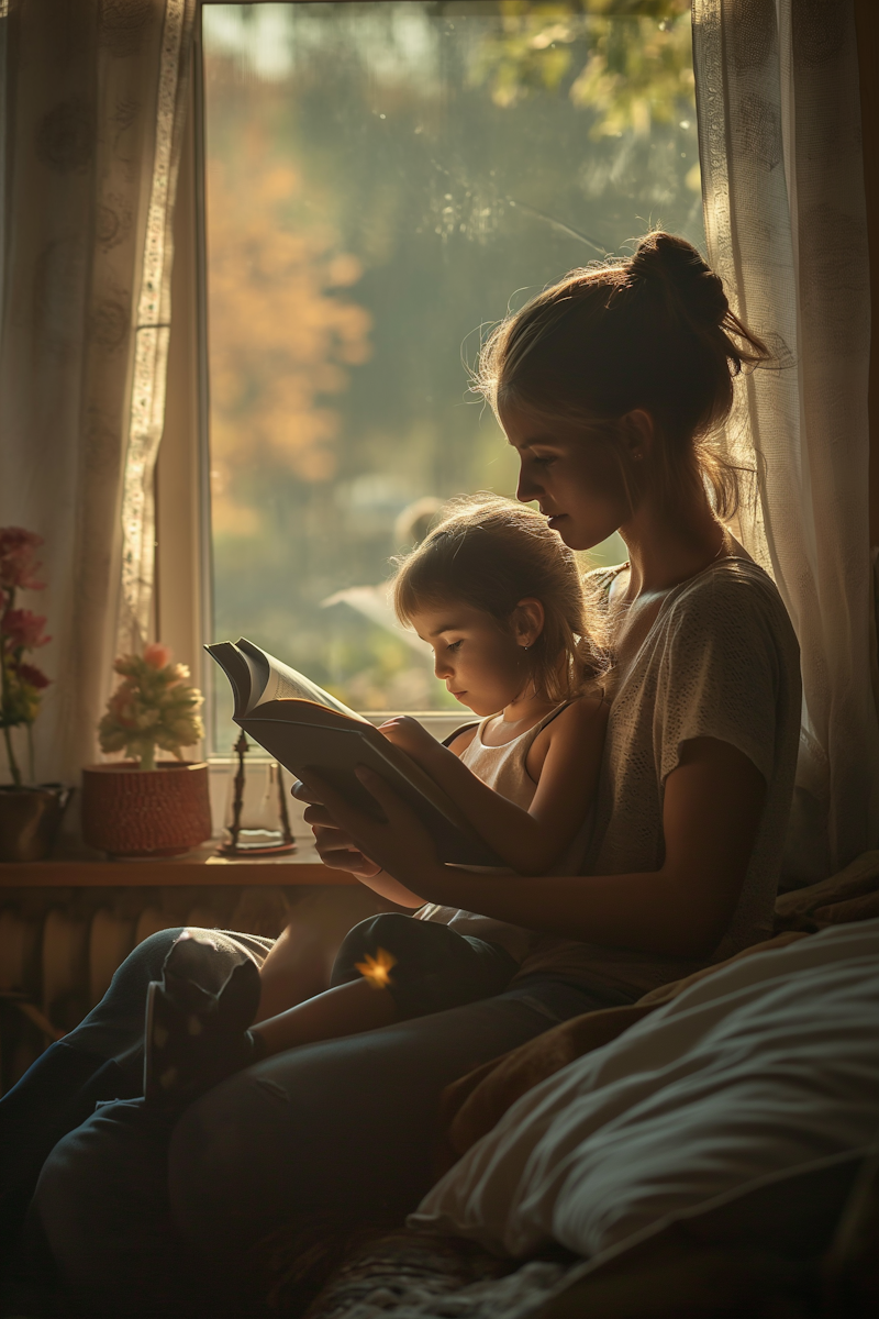 Cozy family reading time