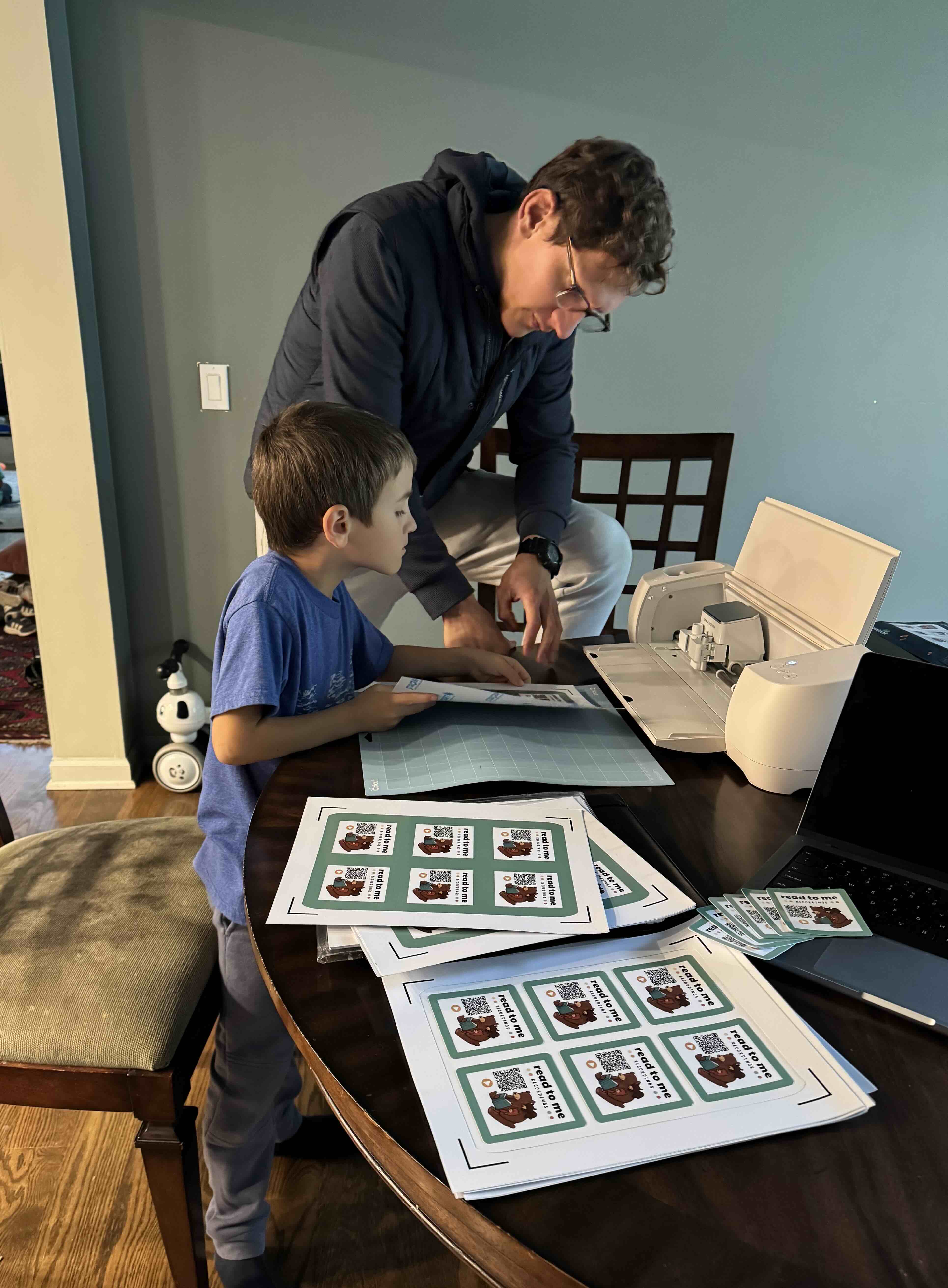 Doug and Graham making stamps together